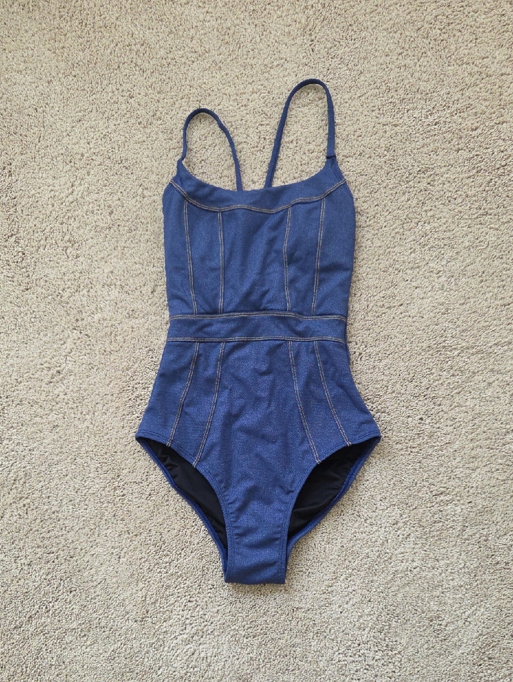 Cupshe Blue One-Piece Swimsuit with Contrast Stitching